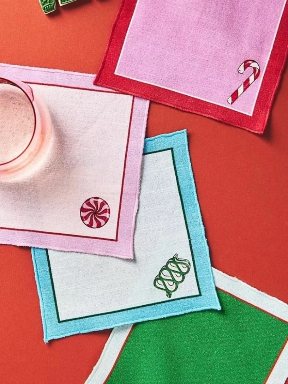 NWT Anthropologie Set/4 BonBon Christmas Candy Cocktail Napkins